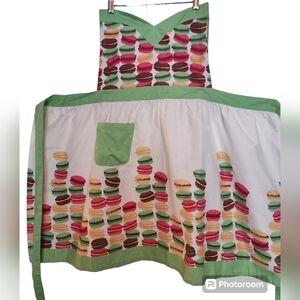 Martha Stewart Green White Print Full Apron